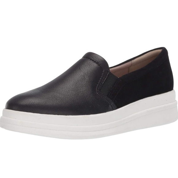 Naturalizer Womens Yardley Sneakers Black Leather Suede Size 10 Slip On Loafers - Picture 1 of 10